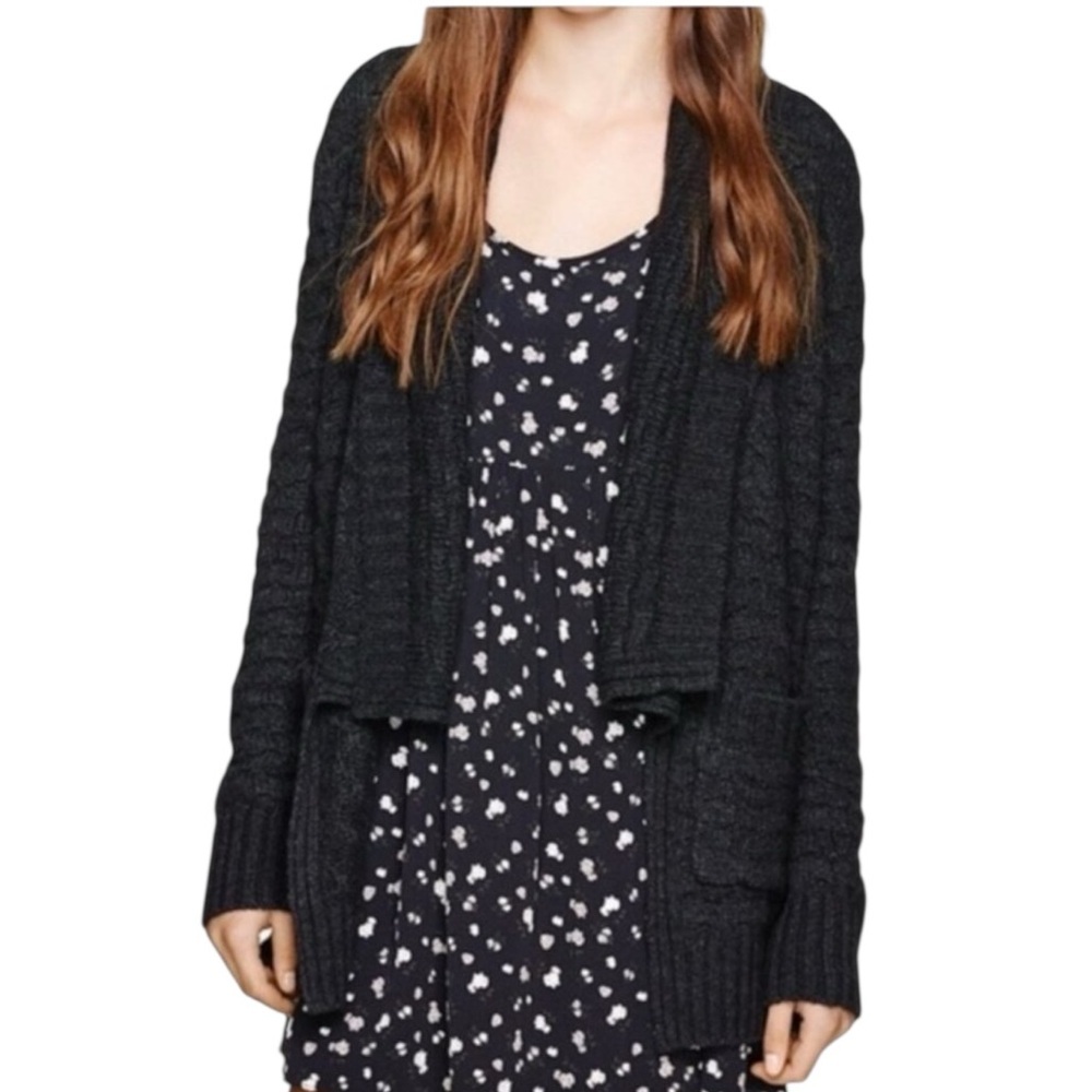 ARITZIA Talula Cardigan Cable Knit Cashmere Angora Open Sweater Chunky Shawl S